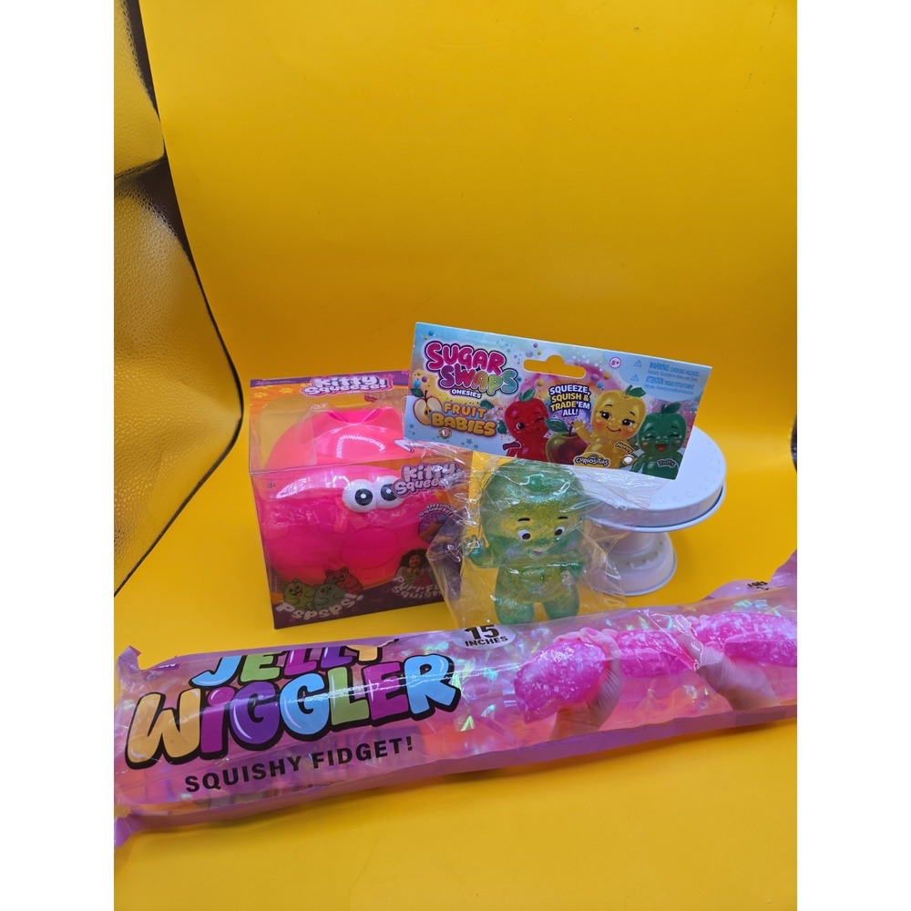 Squishy Fidget Toy Bundle Pink Kitty Squeeze Sugar Swaps Green Baby Long Wiggler